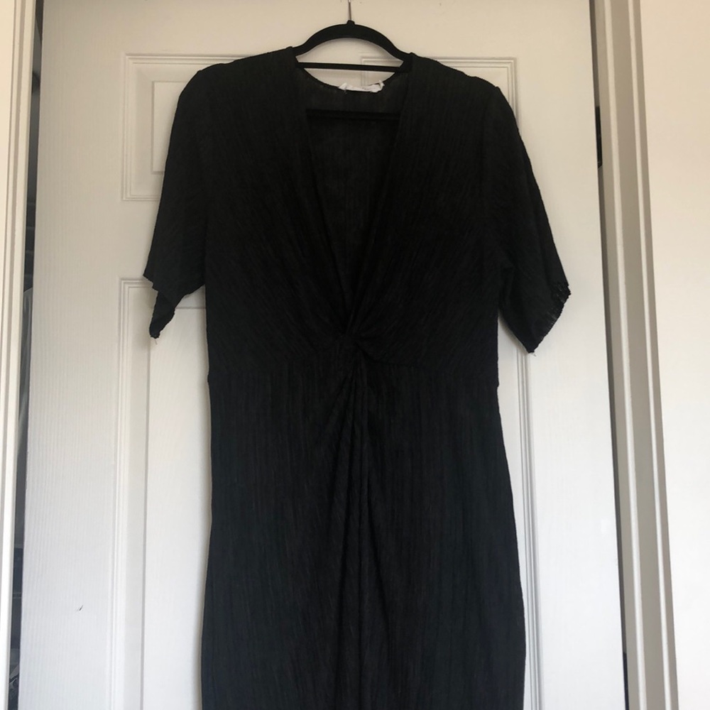 All in Favor Black Dolman Midi Dress